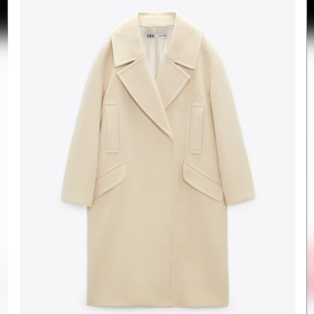 Zara Oversized Coat Cream - Picture 7 of 17